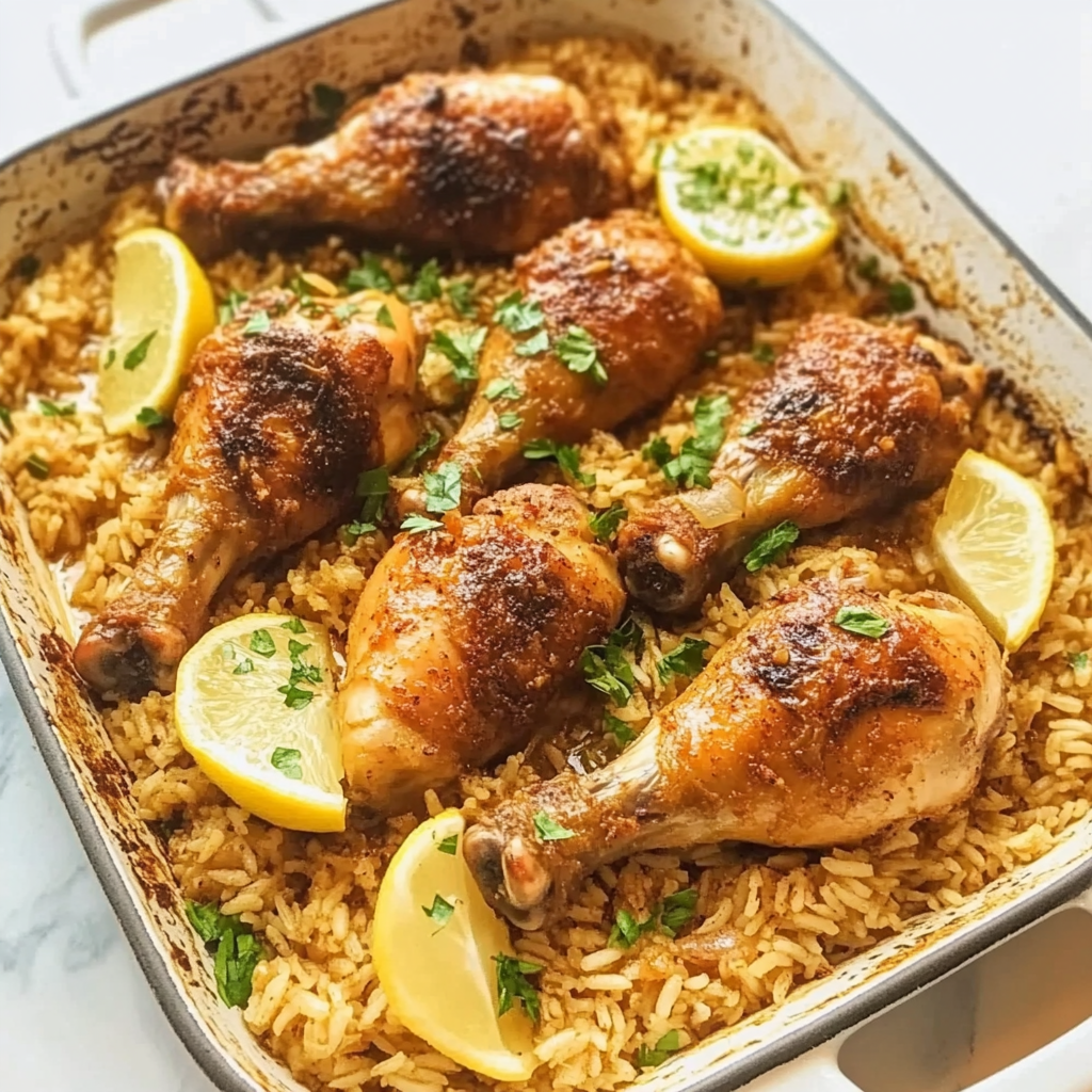 Baked Chicken Legs & Rice