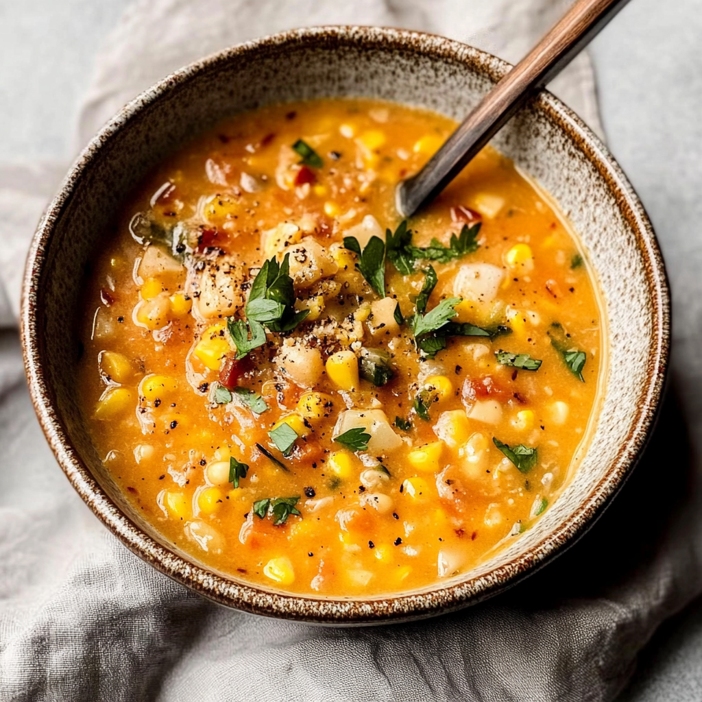 Cozy Vegan Corn Chowder Soup