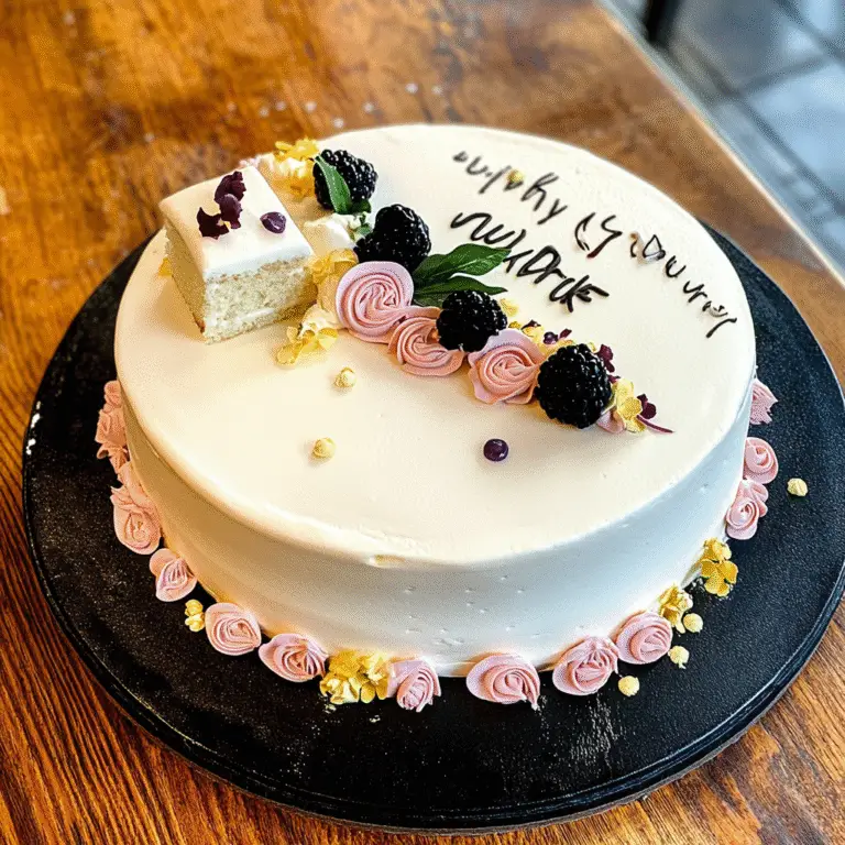 Cream Grad Cake with Flowers Recipe