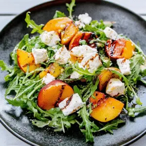 Grilled Peach Salad with Feta and Arugula Recipe