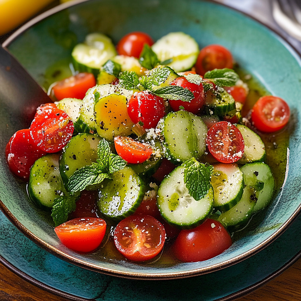 Cucumber Salad with Tomatoes and Mint Recipe