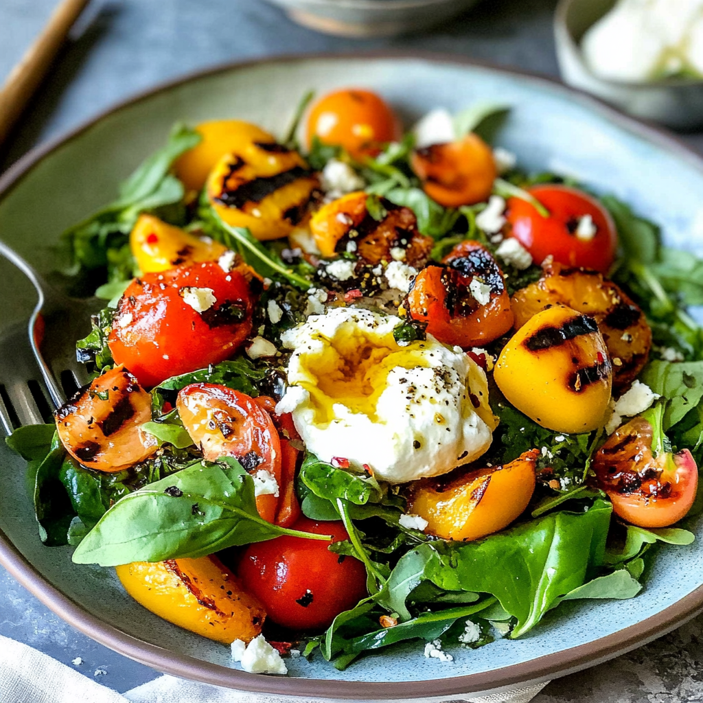 Grilled Peach and Burrata Salad Recipe