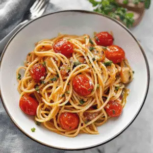 Spaghetti with Burst Cherry Tomatoes & Olive Oil