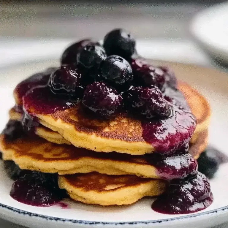 Ricotta Pancakes with Salted Blueberry Butter Recipe
