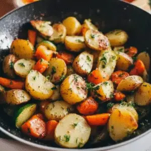 Garlic Herb Roasted Potatoes, Carrots & Zucchini