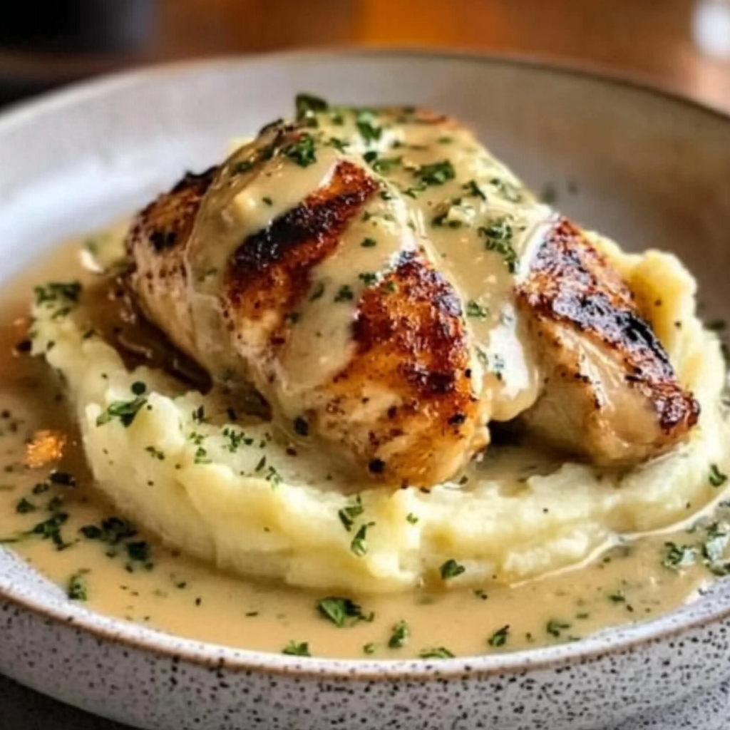 Chicken with Creamy Dijon Sauce & Mashed Potatoes