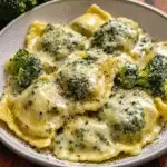 Broccoli Alfredo Ravioli for Romance