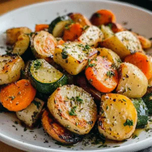 Garlic Herb Roasted Potatoes, Carrots & Zucchini