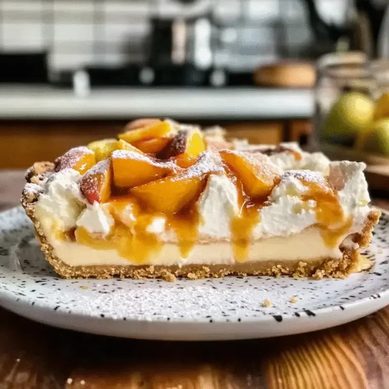 Peaches and Cream Pretzel Pie Recipe