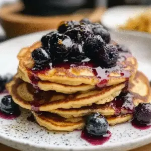 Fluffy Ricotta Pancakes with Salted Blueberry Butter Recipe