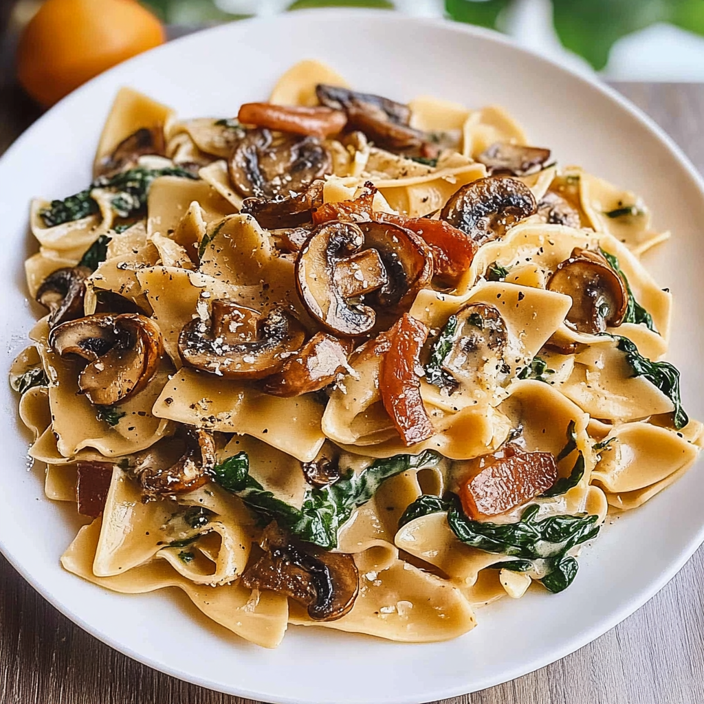 Creamy Mushroom Spinach Pasta