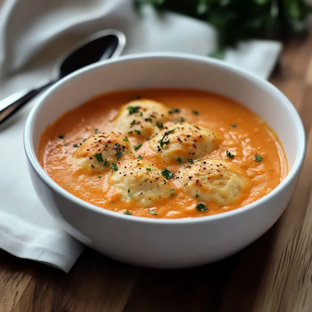 Tomato Soup with Cheddar Bay Dumplings Recipe