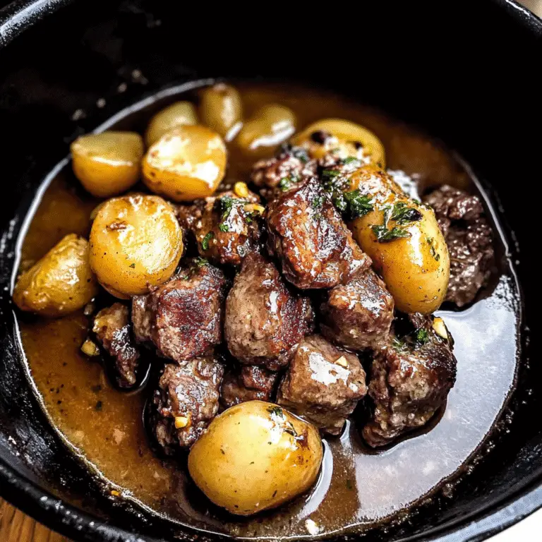 Crockpot Garlic Butter Beef Bites with Potatoes