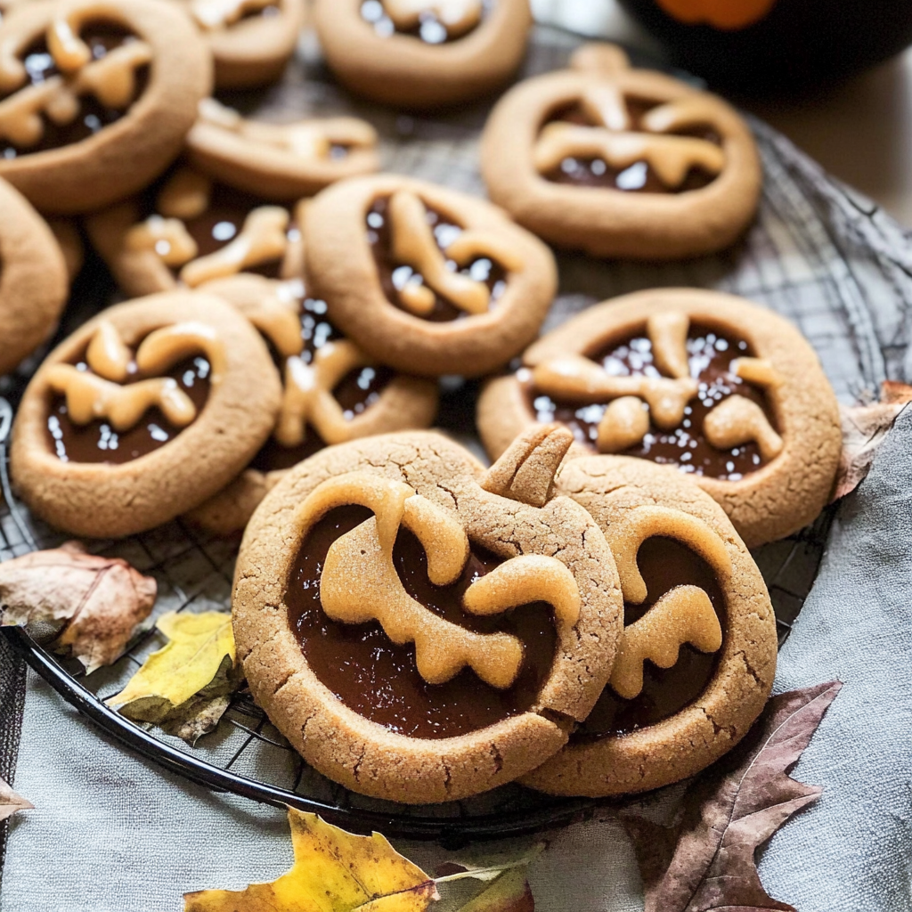 Milk Chocolate Stuffed Jack-O'-Lantern Cookies