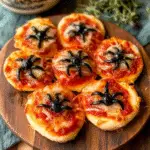 Mini Halloween Spider Pizzas