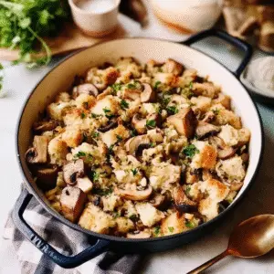 One Pot Sourdough Wild Mushroom Stuffing Recipe