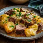 Yummy Slow Cooker Steak and Cheddar Casserole