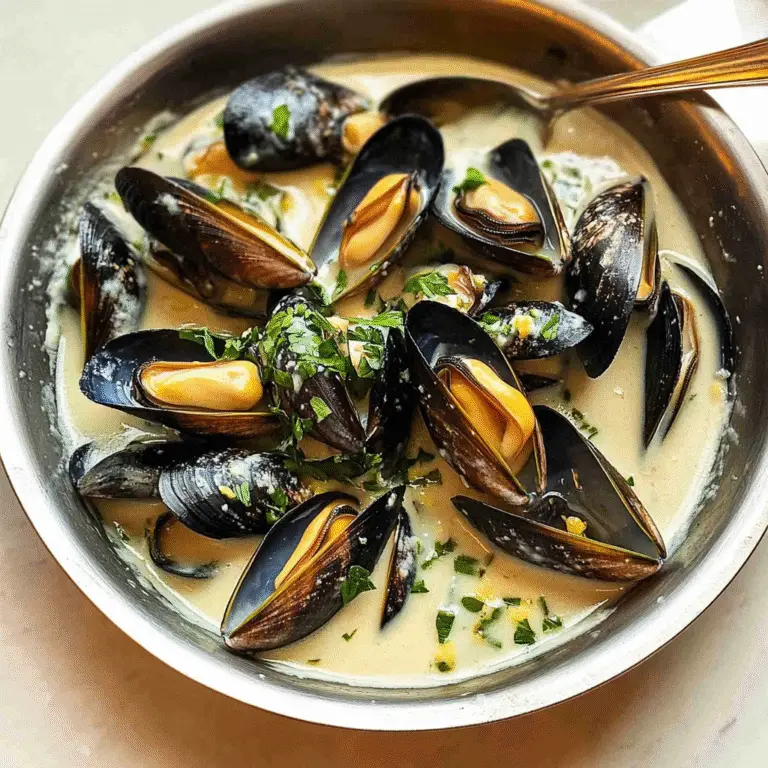 Mussels in Garlic Lemon Cream Sauce