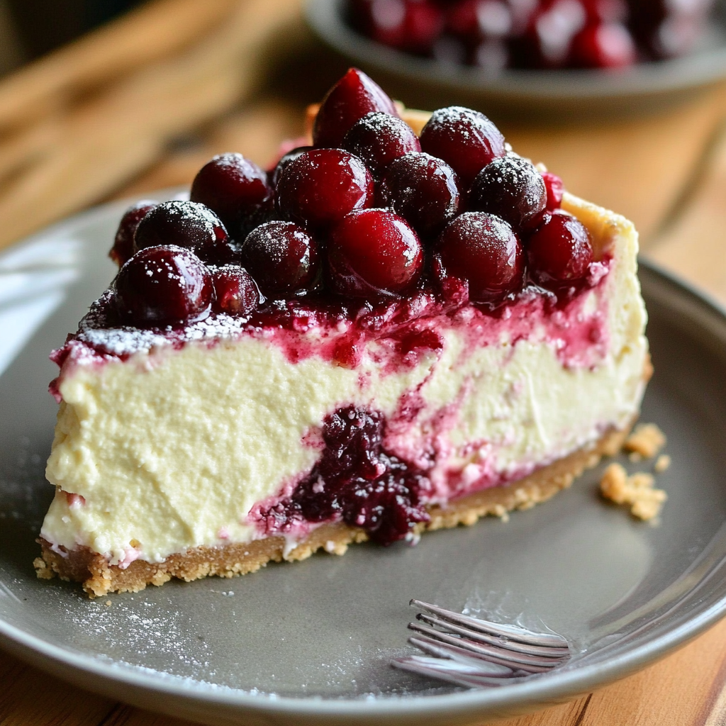 Christmas Cheesecake with Cranberry Jam